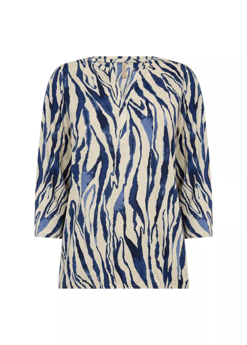 SOYA CONCEPTS-Shirt LM-Felicity Aop 521-6832-BLAUW COMBINATIE