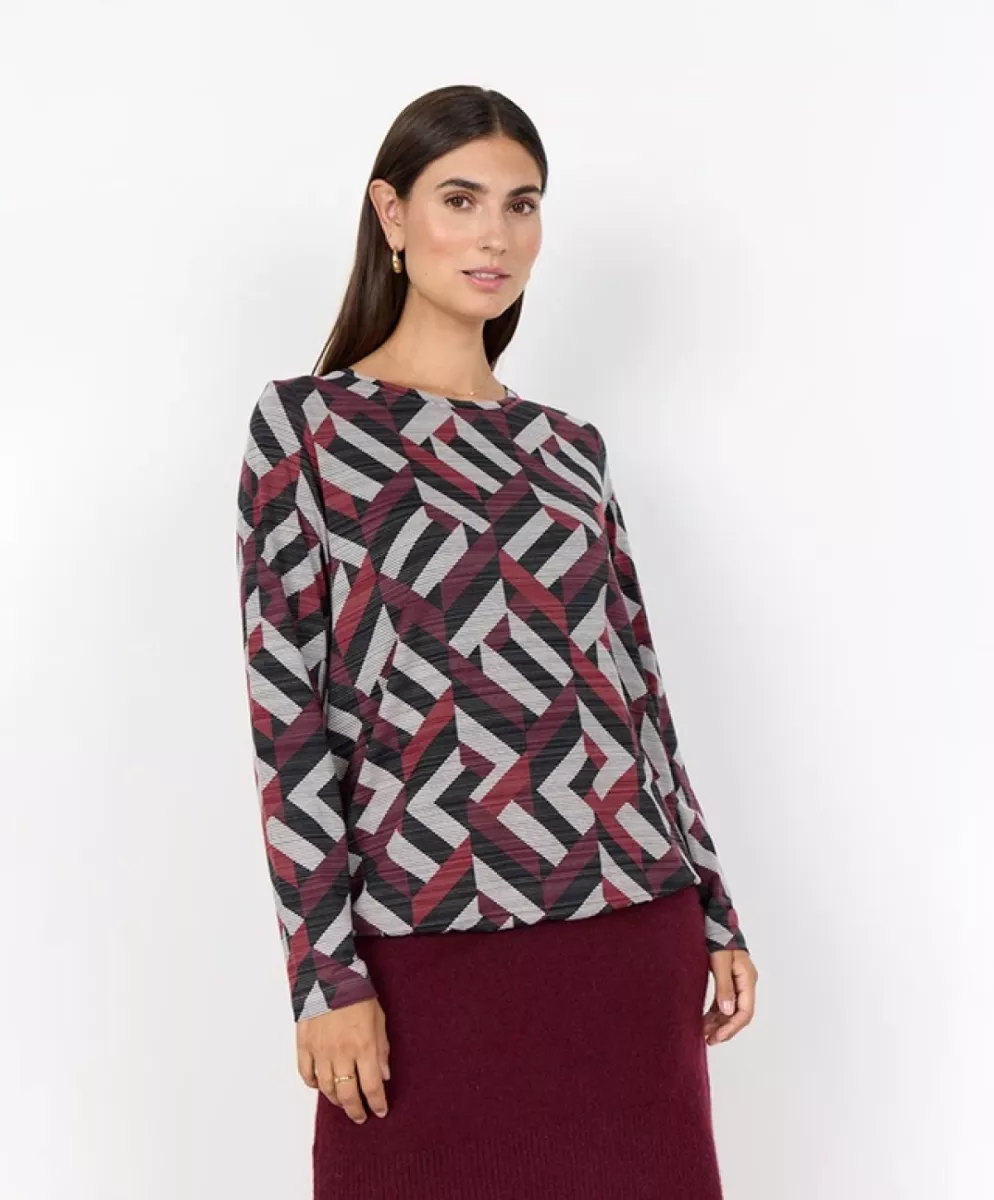 SOYA CONCEPTS-Shirt LM-Galina 64-4780-ROOD COMBINATIES