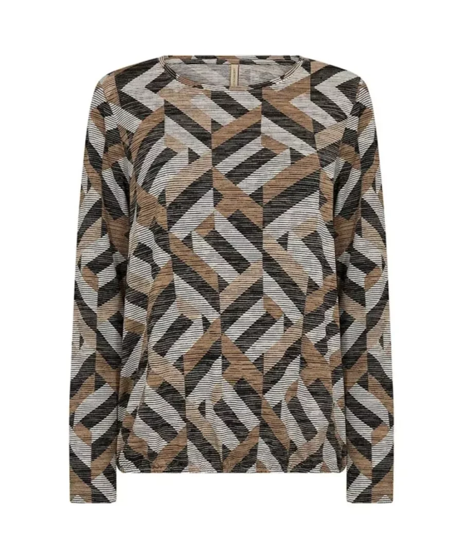 SOYA CONCEPTS-Shirt LM-Galina 64-8008-BRUIN COMBINATIES
