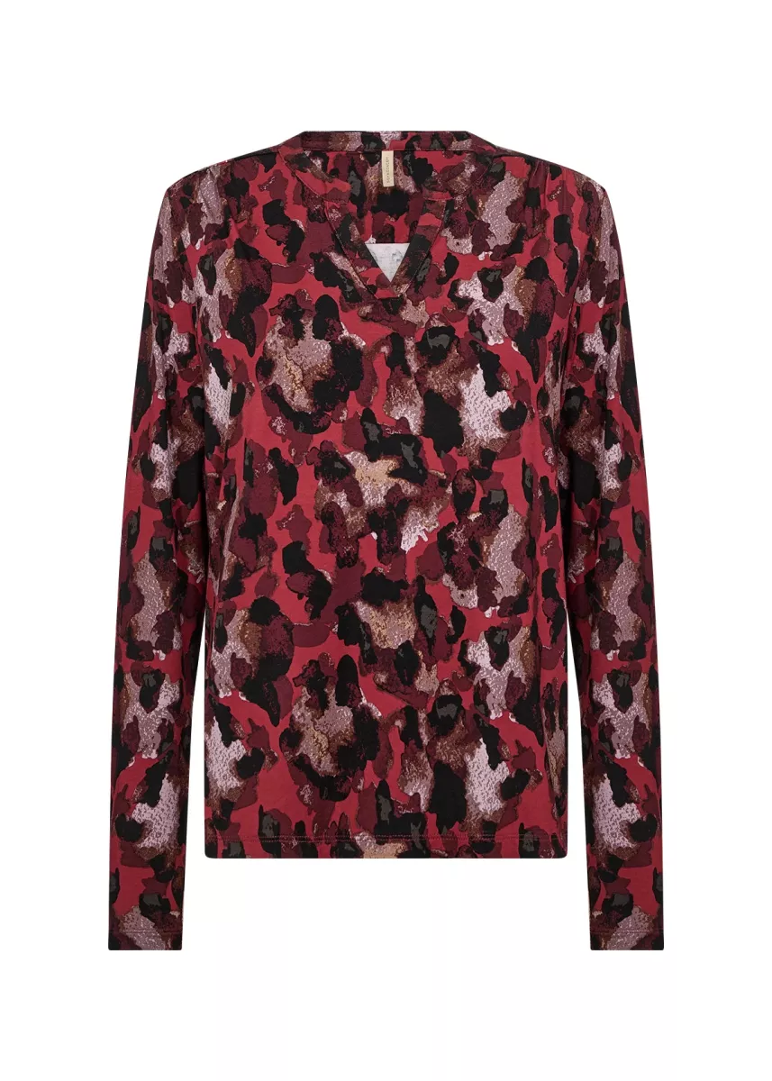 SOYA CONCEPTS-Shirt LM-Marica Aop 341-4780-ROOD COMBINATIES