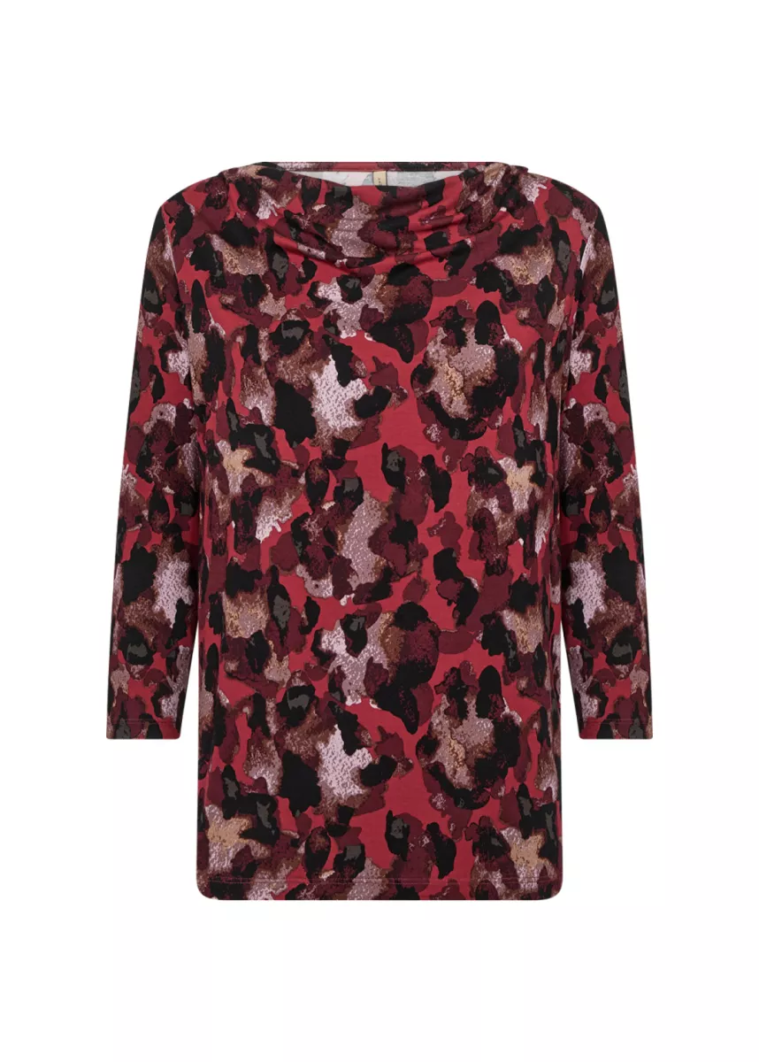 SOYA CONCEPTS-Shirt LM-Marica Aop-4780-ROOD COMBINATIES