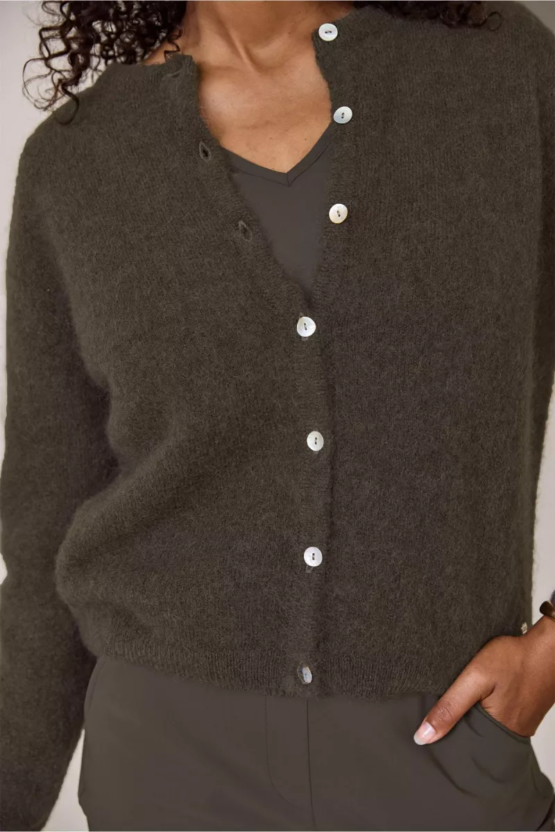 STUDIO ANNELOES-Bibi mohair cardigan-13136-7400 new army-LEGERGROEN