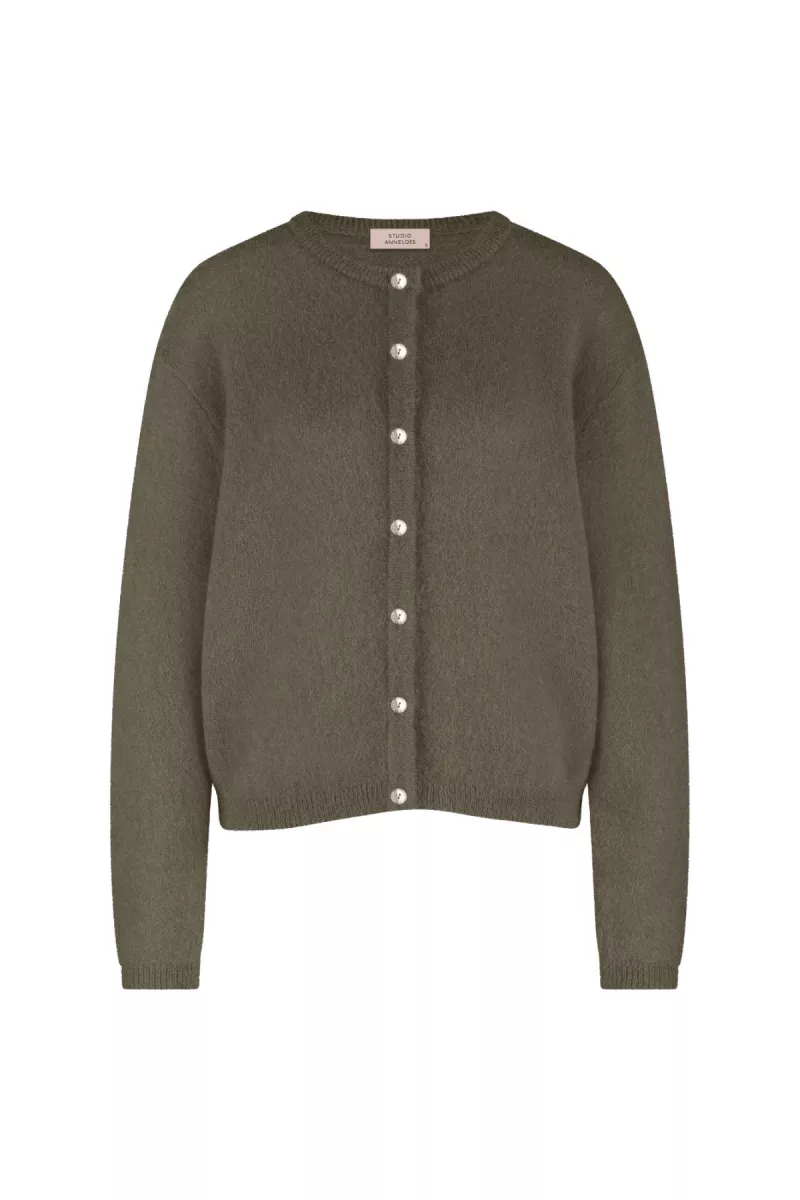STUDIO ANNELOES-Bibi mohair cardigan-13136-7400 new army-LEGERGROEN