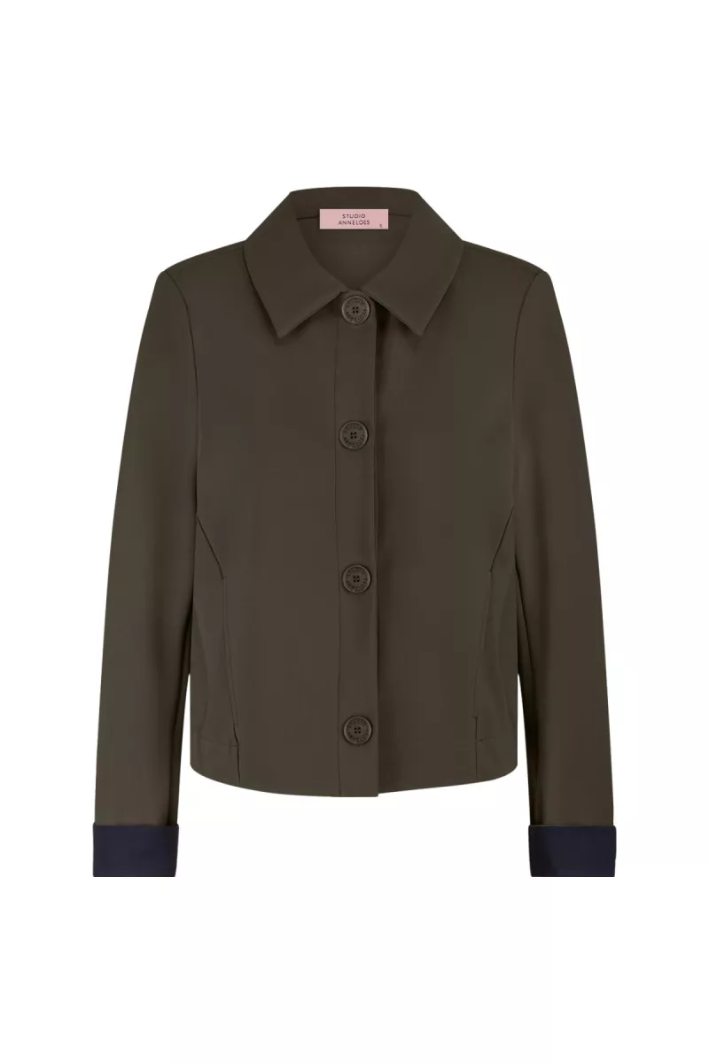 STUDIO ANNELOES-Holly bonded jacket-13212-7400 new army-LEGERGROEN