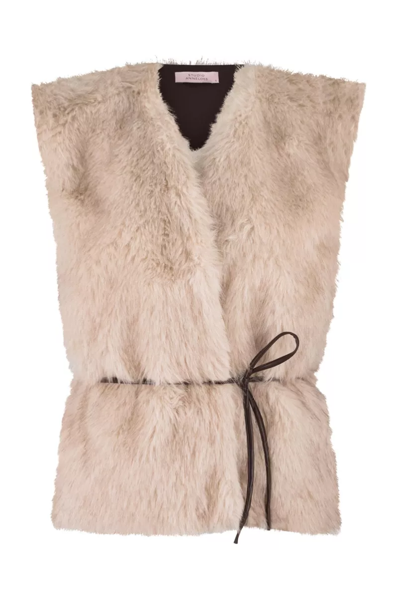 STUDIO ANNELOES-Ivana fur waistcoat-13259-1700 ecru-ORANJE