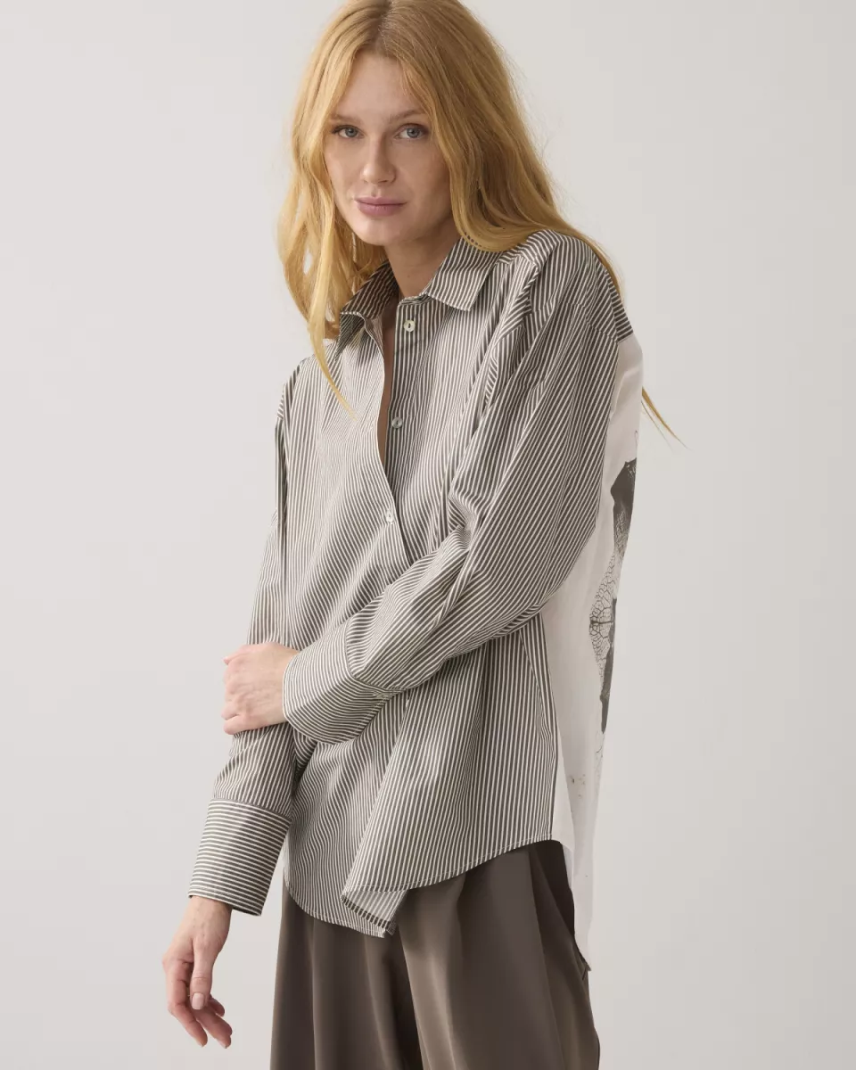 Summum-Blouse big flower cotton-2s3347-12271-655 Dark camo-LEGERGROEN