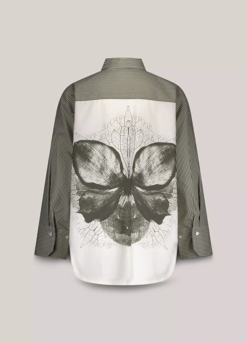 Summum-Blouse big flower cotton-2s3347-12271-655 Dark camo-LEGERGROEN