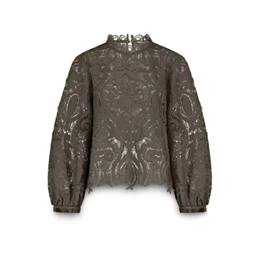 Summum-Blouse lace-2s3220-12182-655 Dark camo-LEGERGROEN