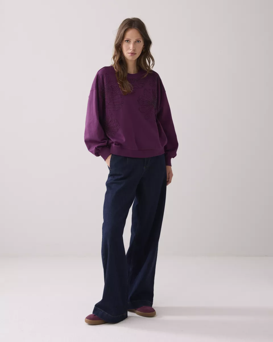 Summum-Embellished balloon sweater-3s5202-30656-324 Wineberry-ROOD