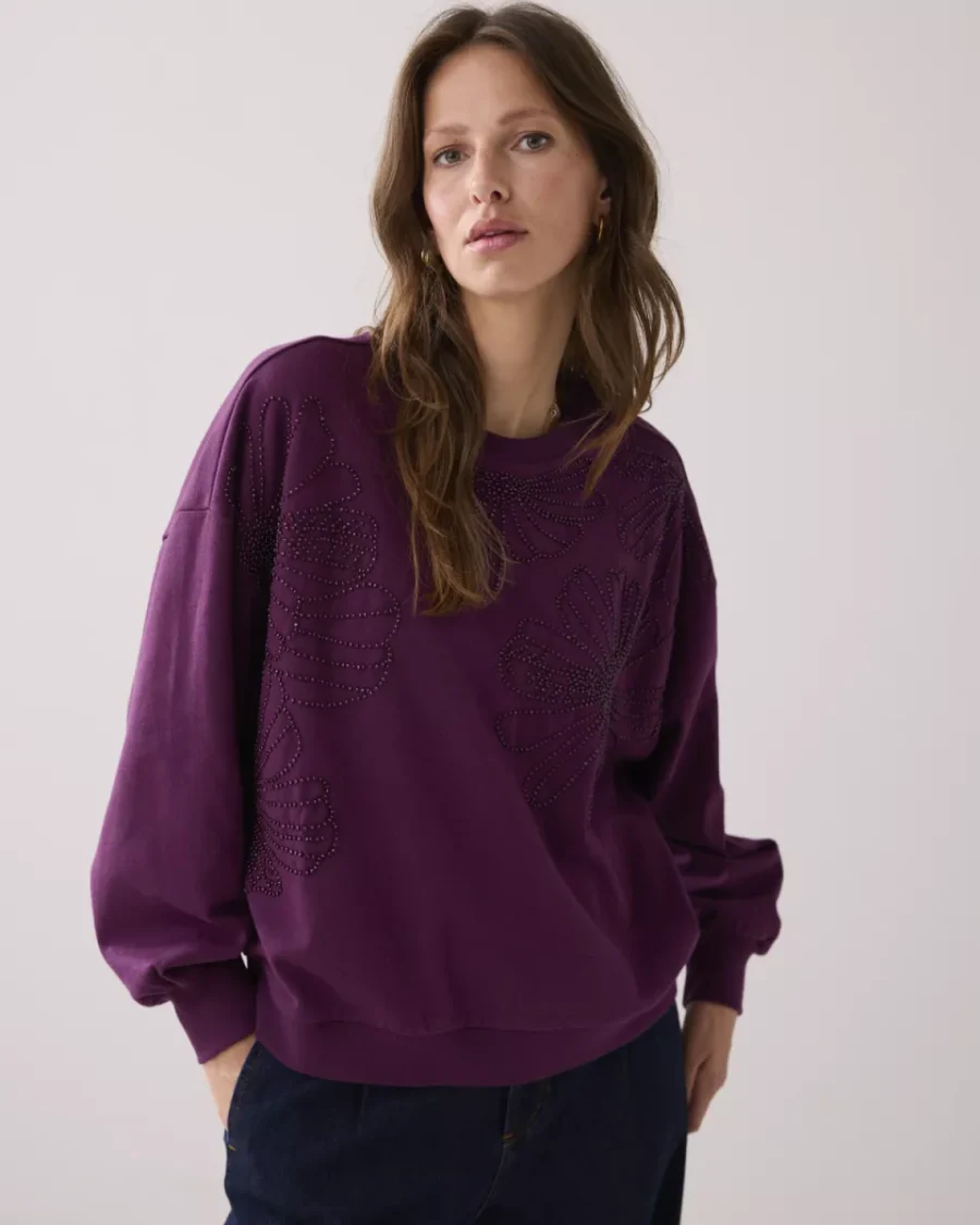 Summum-Embellished balloon sweater-3s5202-30656-324 Wineberry-ROOD