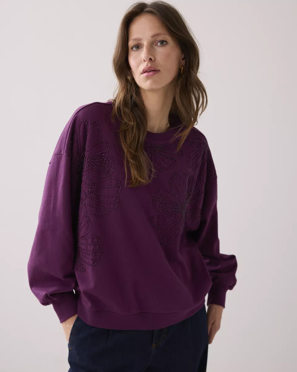 Summum-Embellished balloon sweater-3s5202-30656-324 Wineberry-ROOD