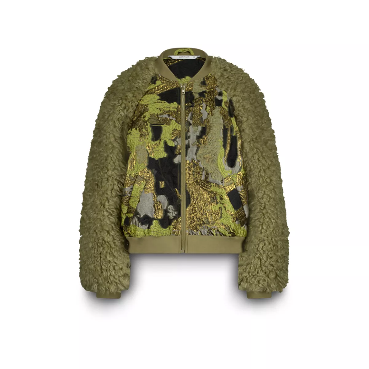 Summum-Jacket bomber jacquard teddy mix-1s1204-12298-616 Green Lentil-LEGERGROEN
