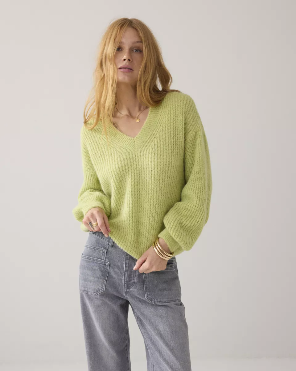 Summum-Sweater garment dye knit-7s7964-70044-604 Misty lime-LIME