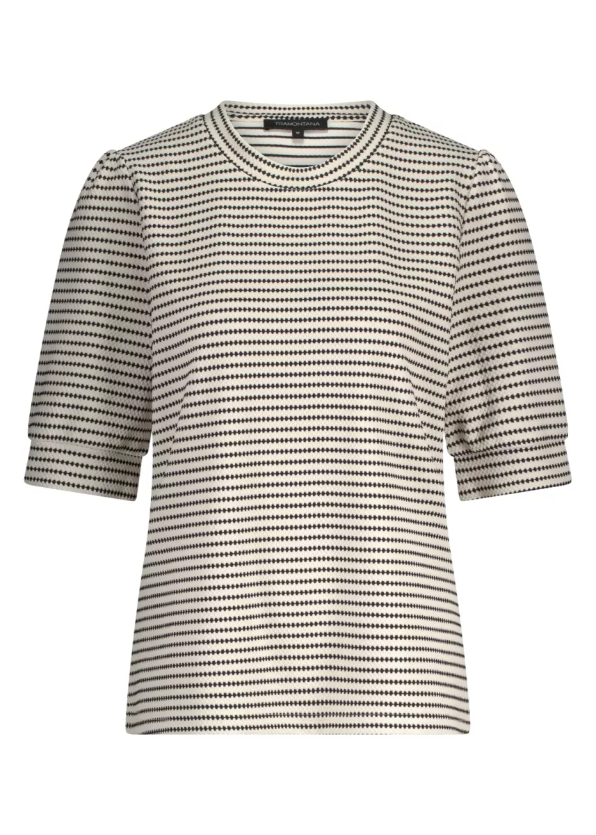 TRAMONTANA-Fancy striped top-C46-17-401-006801 Stone melange-DENIM