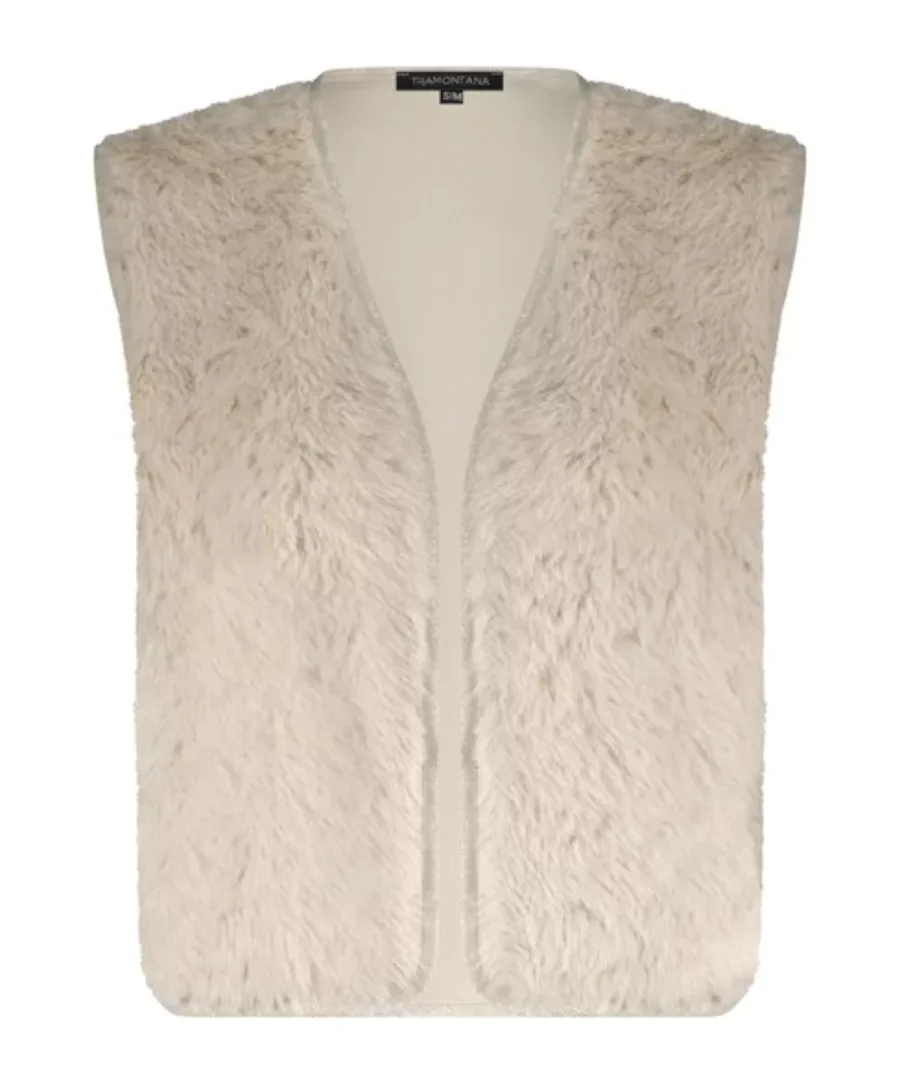 TRAMONTANA-Faux fur vest-S04-17-801-006800 Stone-STONE