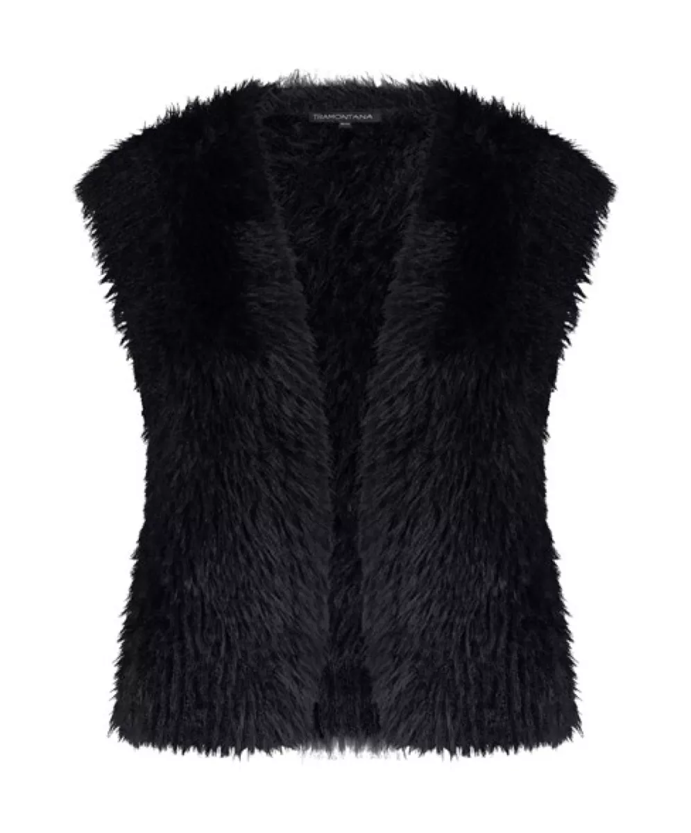 TRAMONTANA-Hairy yarn vest-O05-17-701-009000 Black-ZWART