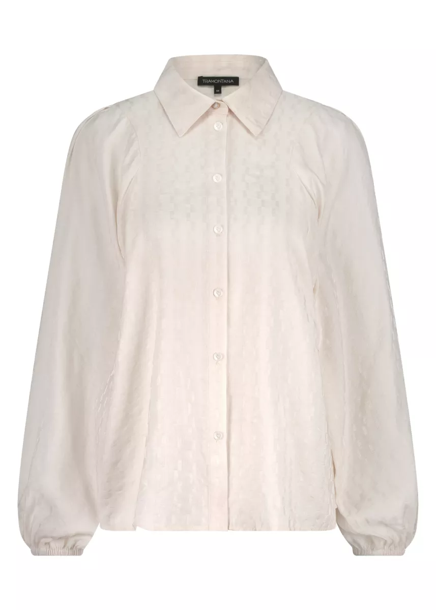 TRAMONTANA-Puff sleeved blouse-C19-17-301-006800 Stone-DENIM