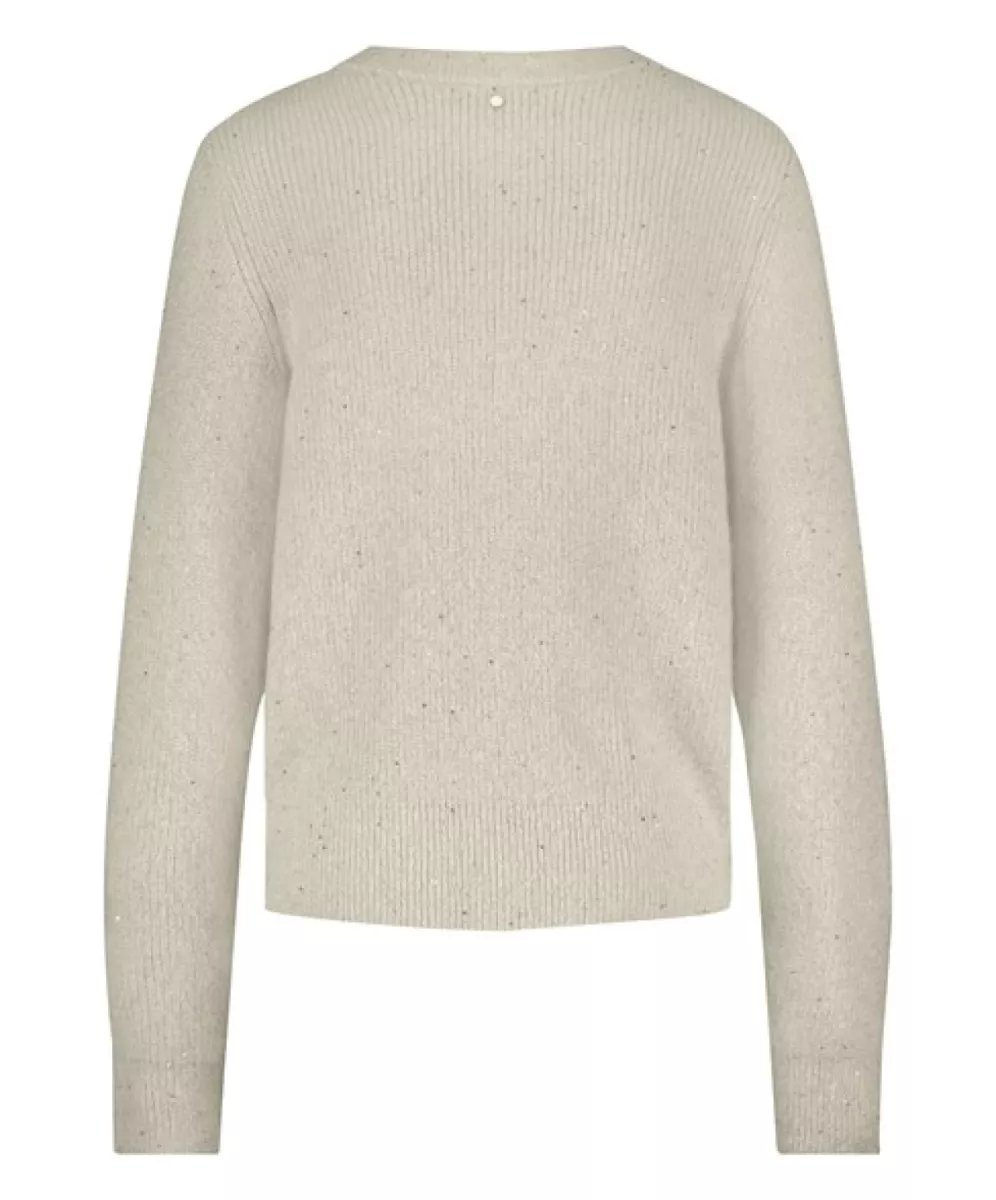 TRAMONTANA-Sequin cardigan-O02-17-701-006801 Stone melange-STONE
