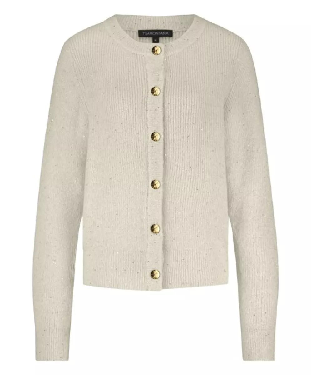 TRAMONTANA-Sequin cardigan-O02-17-701-006801 Stone melange-STONE