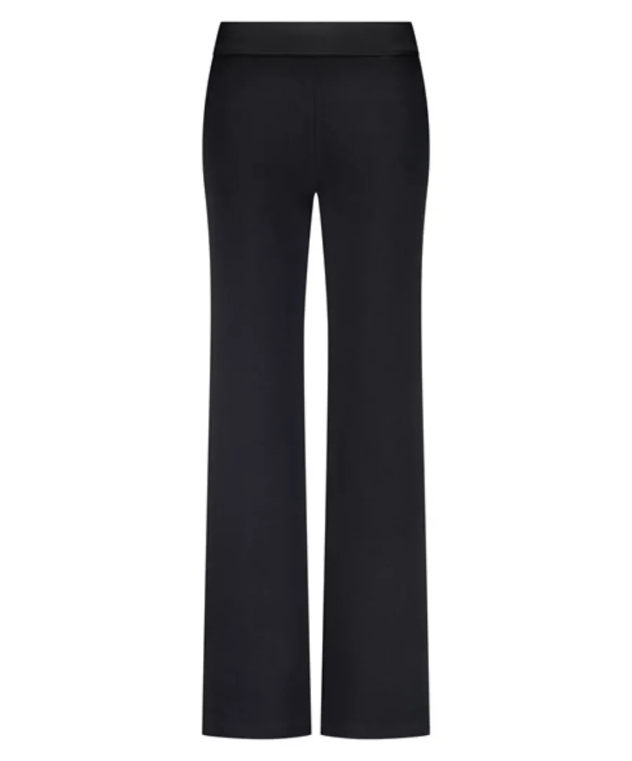 TRAMONTANA-Structured wide leg trousers-E01-17-101-009000 Black-ZWART