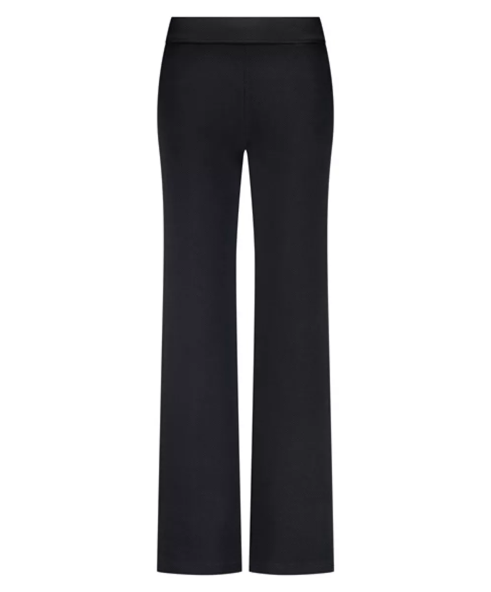 TRAMONTANA-Structured wide leg trousers-E01-17-101-009000 Black-ZWART