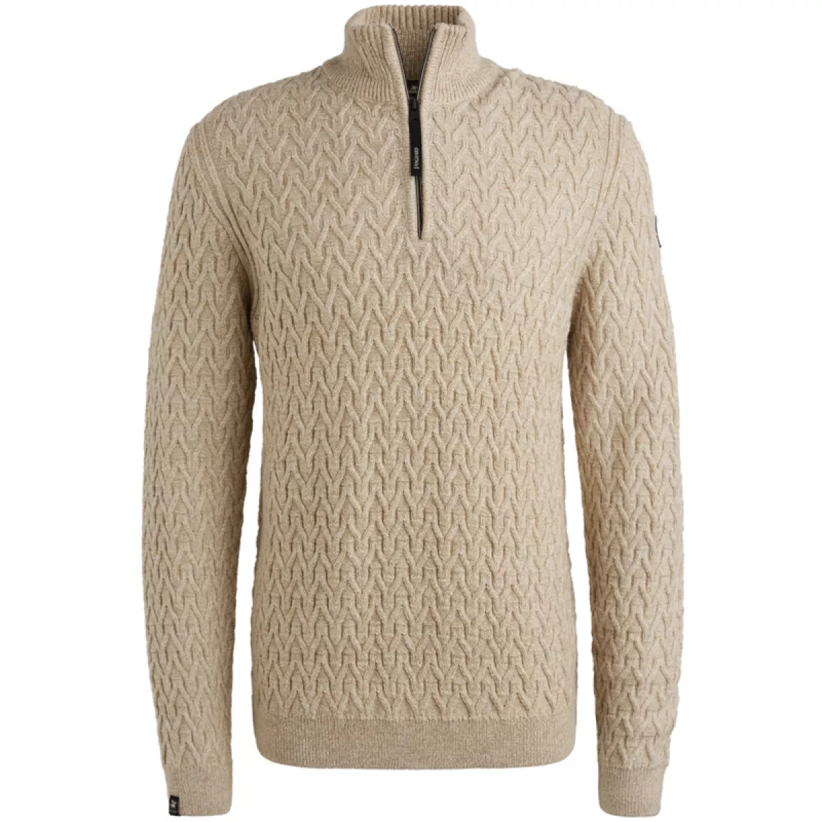 Vanguard-Half zip collar wool blend-VKW2509332-7144 White pepper-WIT