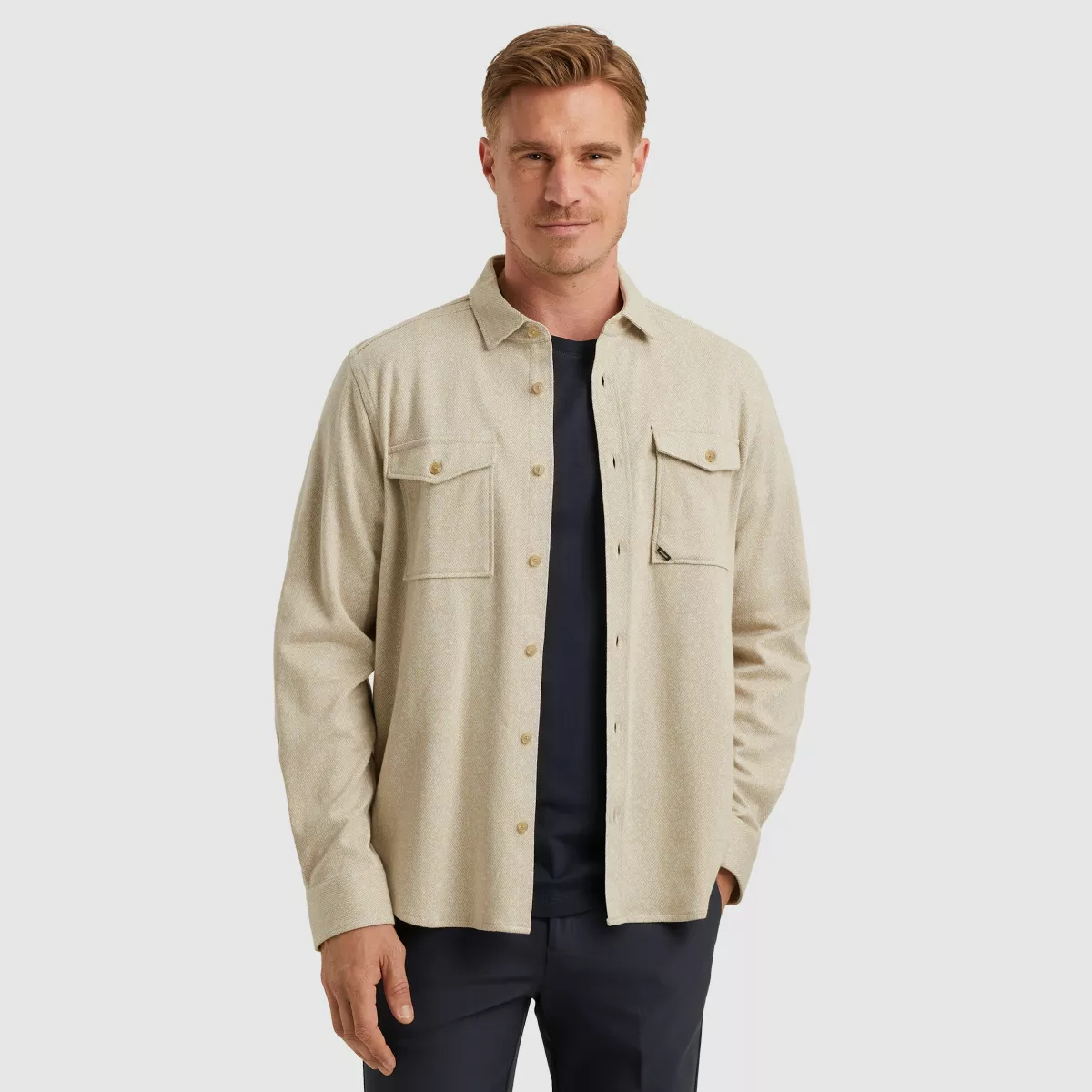 Vanguard-Long Sleeve Shirt Jersey Herringbo-VSI2509228-7144 White pepper-WIT