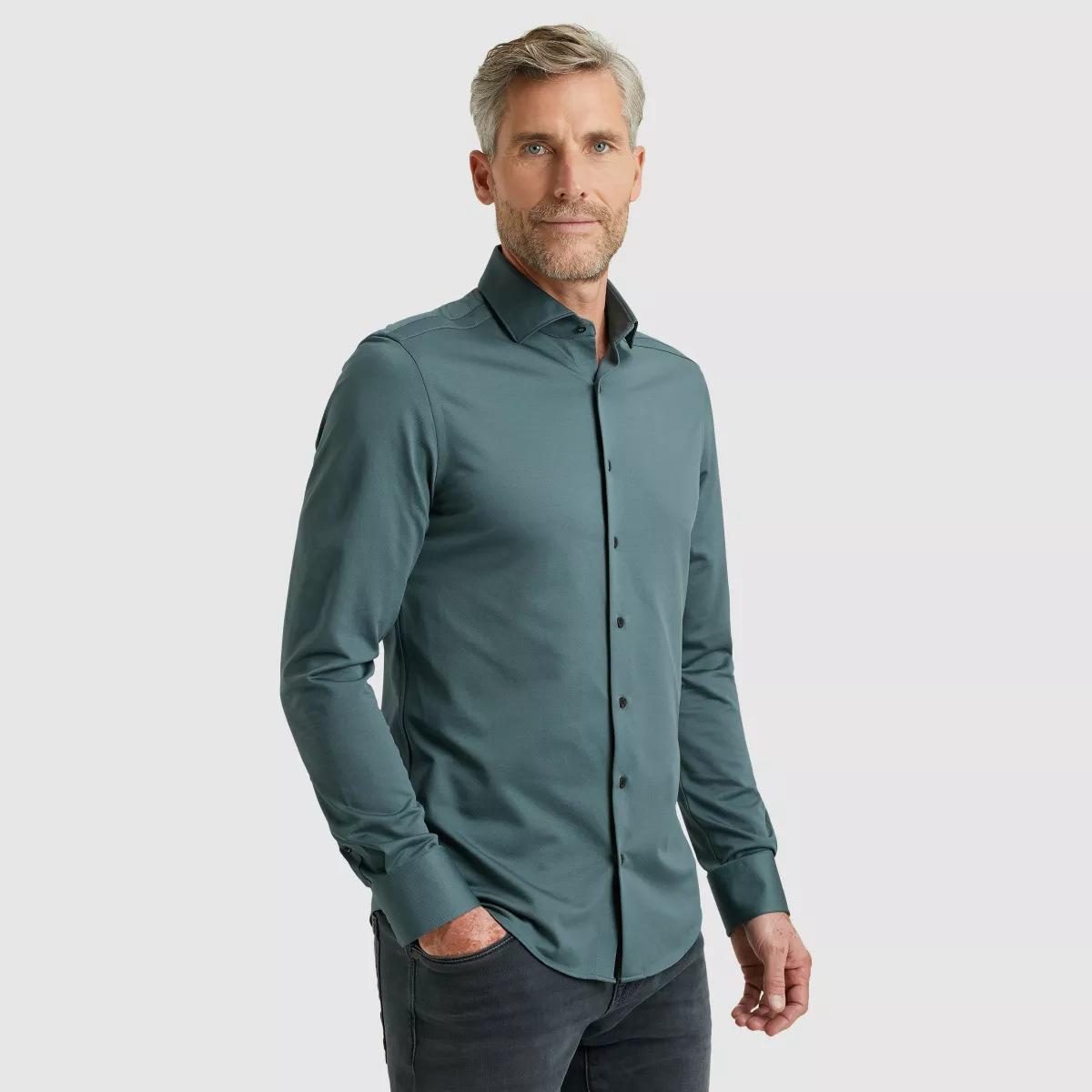 Vanguard-LONG SLEEVE SHIRT Tech Oxford Jers-VSI2509234-5279 Bering sea-BLAUW