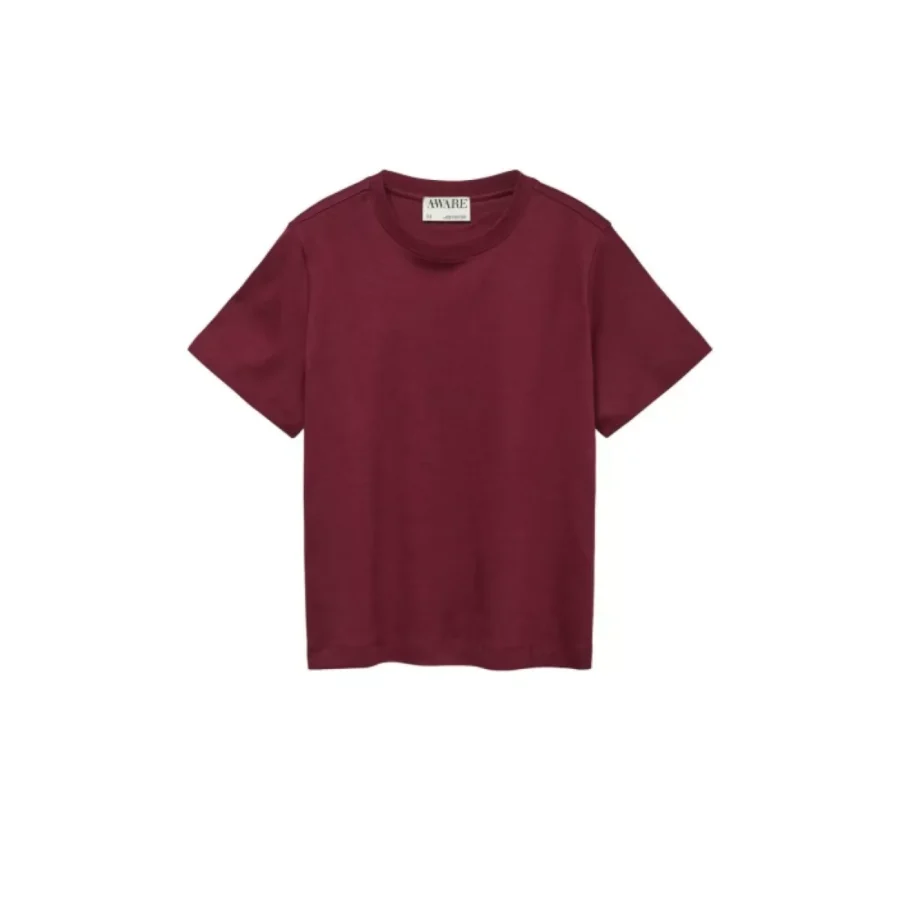 VERO MODA-AWNAIMA SS O-NECK T-SHIRT NOOS-10294544-Zinfandel-BORDEAUX