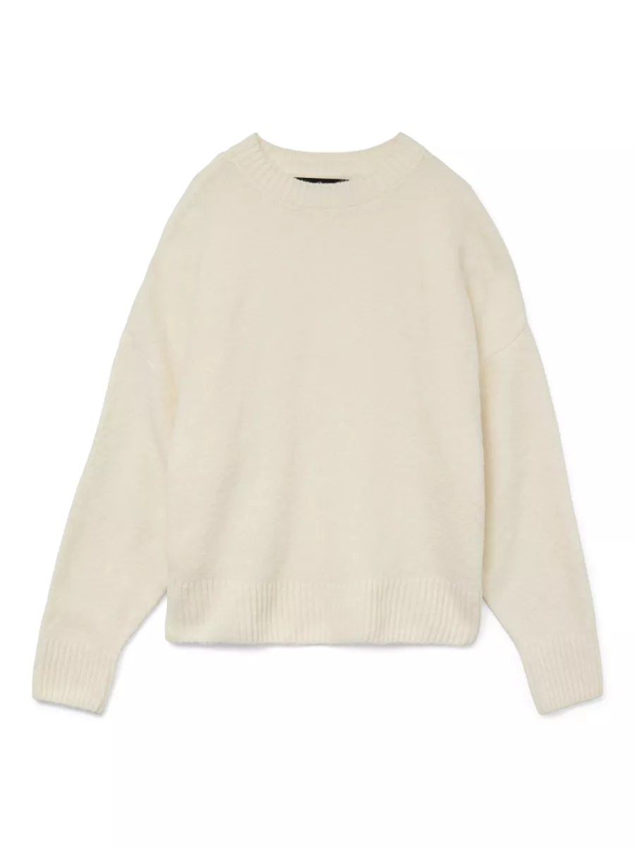 VERO MODA-VMBOOM LS O-NECK PULLOVER GA NOOS-10320463-Birch-CREME