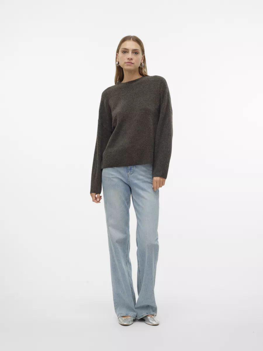 VERO MODA-VMBOOM LS O-NECK PULLOVER GA NOOS-10320463-Chocolate Torte-CHOCOLADE