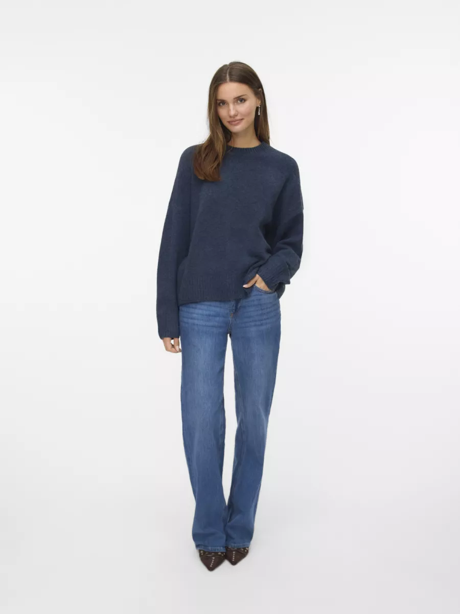 VERO MODA-VMBOOM LS O-NECK PULLOVER GA NOOS-10320463-Navy Blazer-NAVY