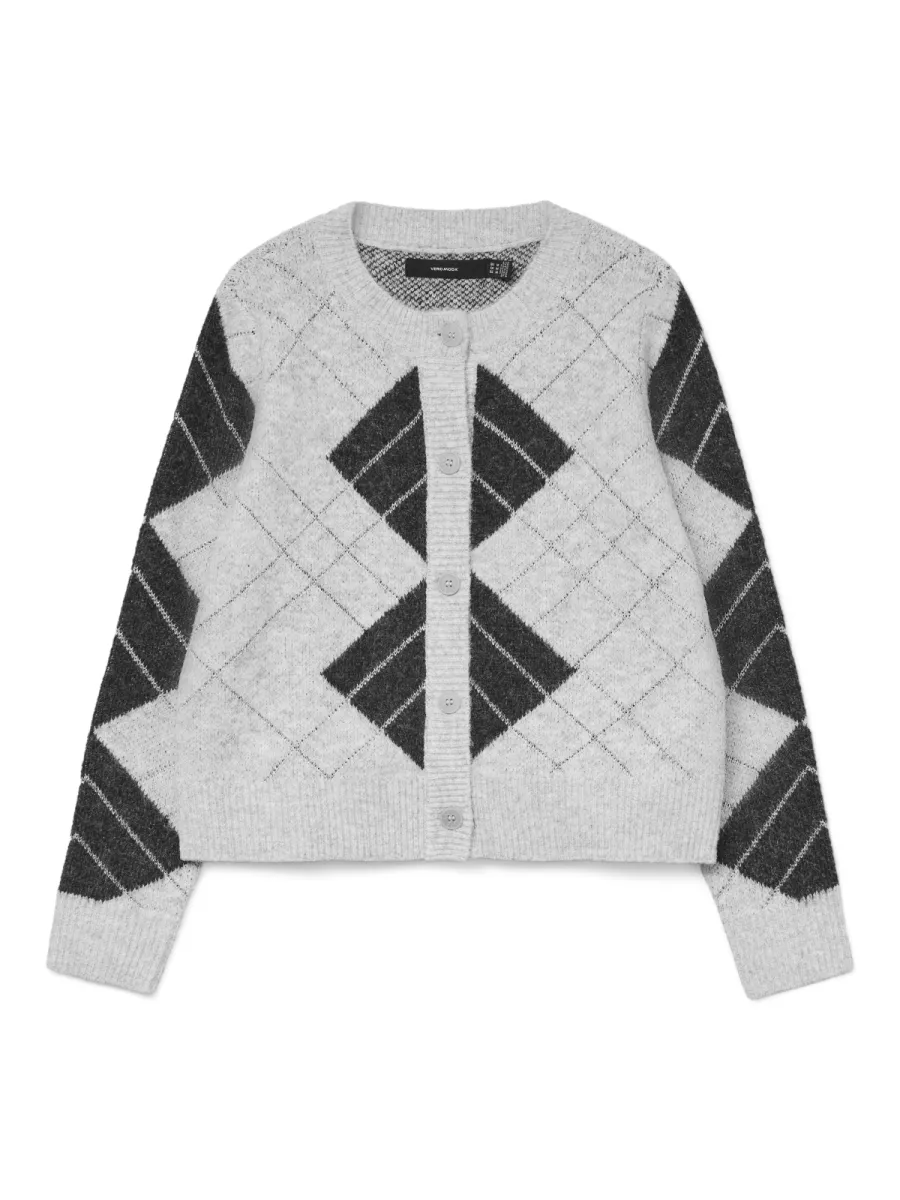 VERO MODA-VMDAE LS O-NECK CARDIGAN-10334877-Light Grey Melange-LICHT-/PAREL GRIJS