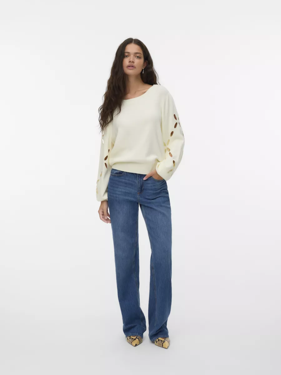 VERO MODA-VMDALMA LS O-NECK PULLOVER BTQ-10331763-Birch-CREME