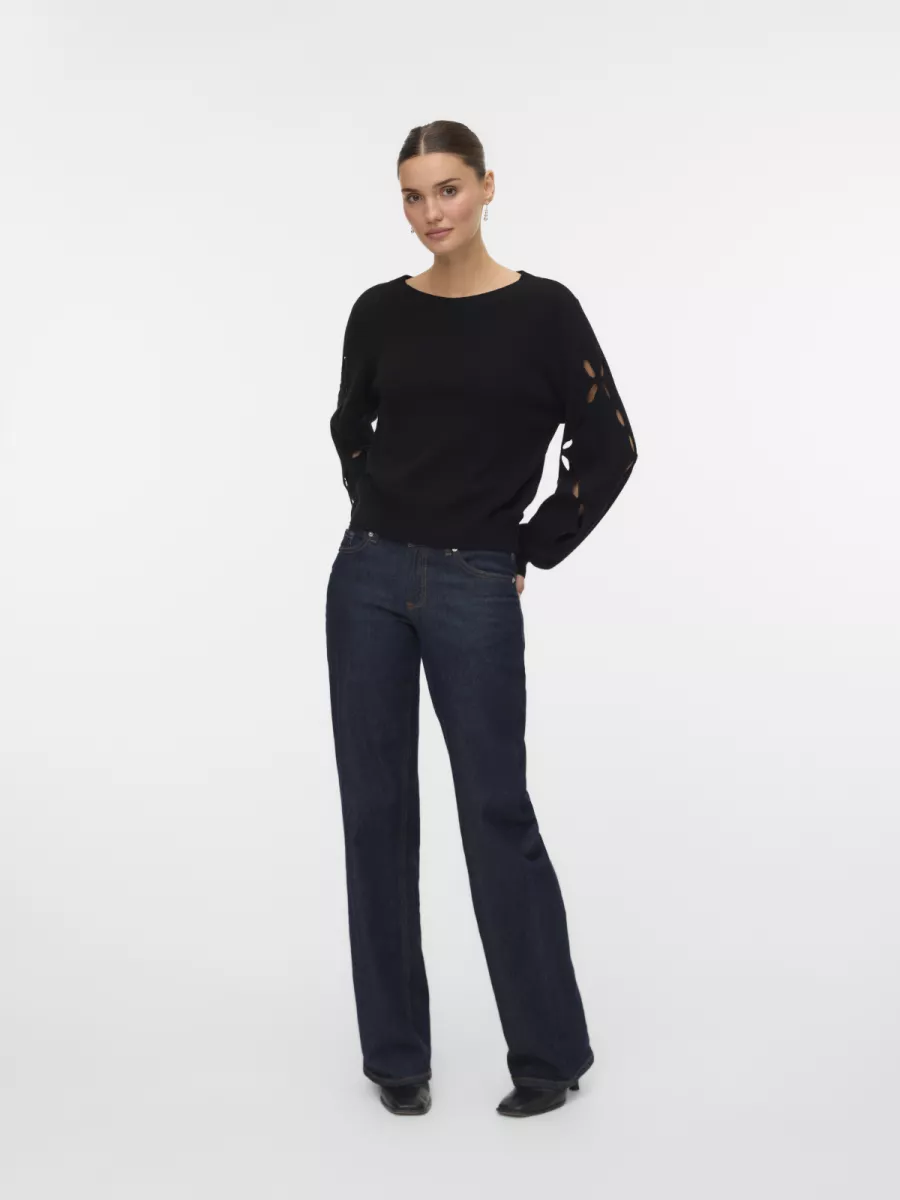 VERO MODA-VMDALMA LS O-NECK PULLOVER BTQ-10331763-Black-BLACK