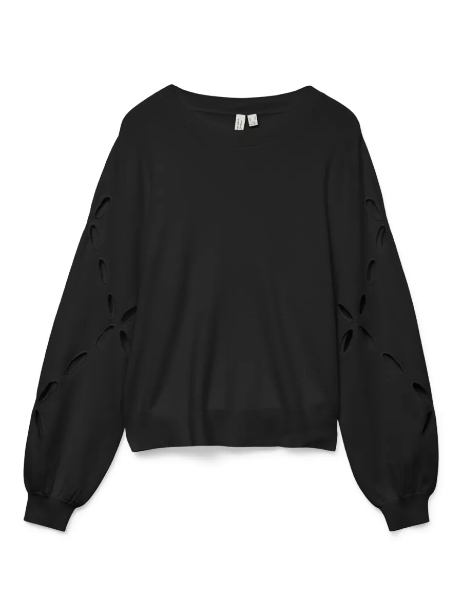 VERO MODA-VMDALMA LS O-NECK PULLOVER BTQ-10331763-Black-BLACK