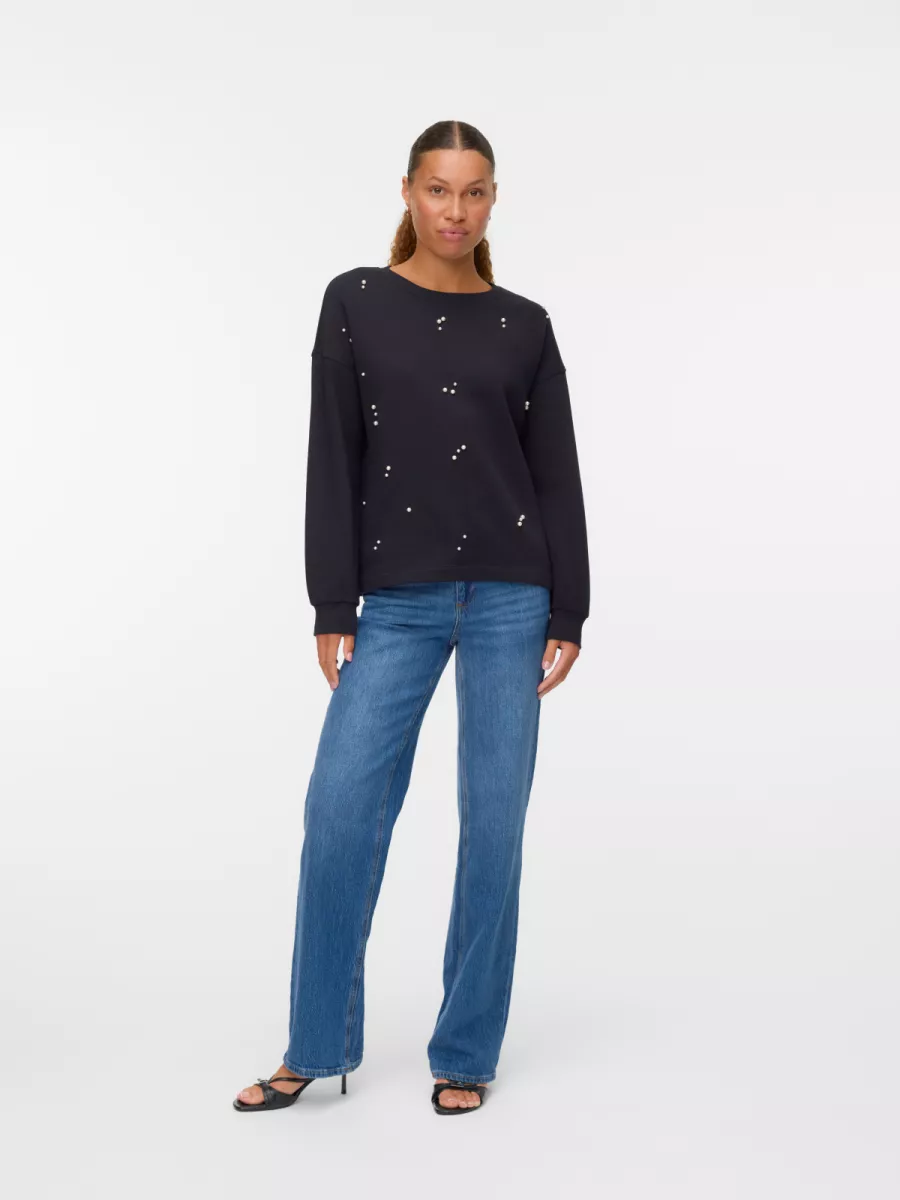 VERO MODA-VMFATILDA L/S SWEATSHIRT JRS BTQ-10333582-Black-BLACK