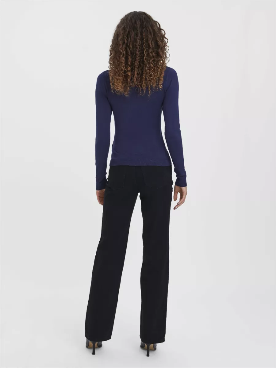 VERO MODA-VMGLORY LS ROLLNECK BLOUSE GA NOOS-10231630-Navy Blazer-NAVY