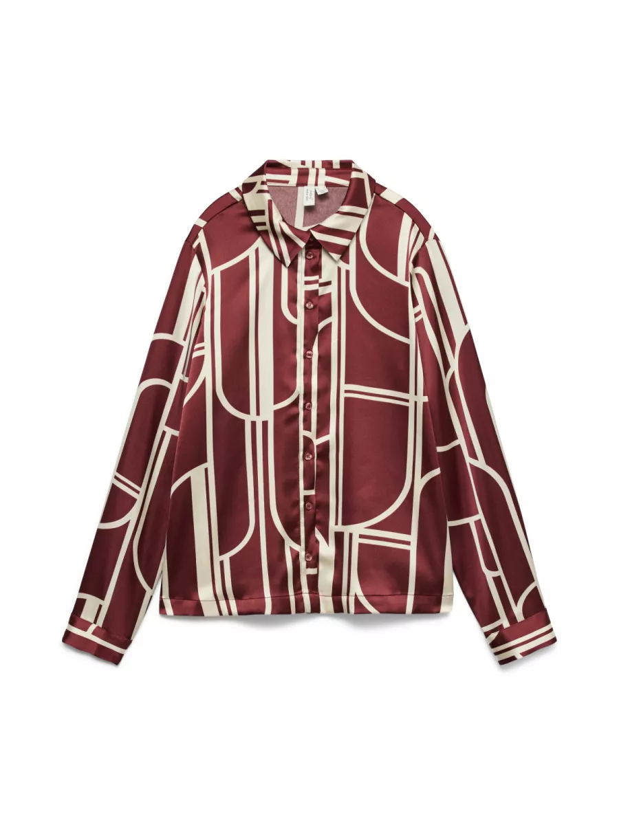VERO MODA-VMHADLEY L/S SHIRT WVN BTQ GA-10337380-Syrah-BRUIN
