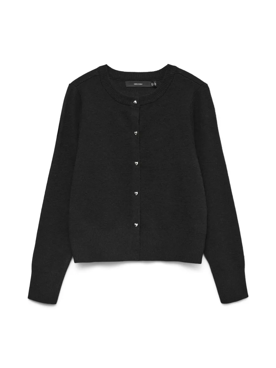 VERO MODA-VMKACY LS O-NECK CARDIGAN-10334916-Black-BLACK