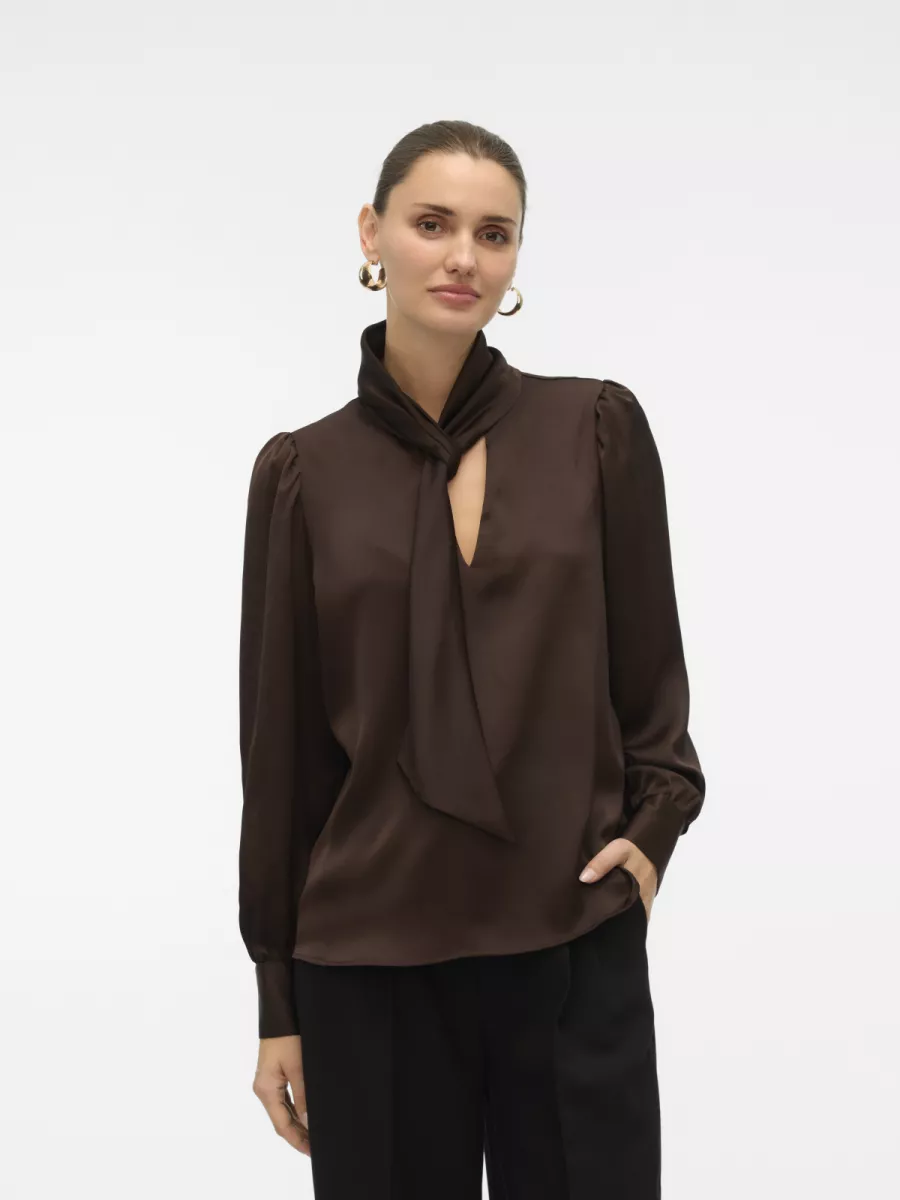 VERO MODA-VMNINI CIA LS TOP WVN GA-10336252-Chocolate Torte-CHOCOLADE