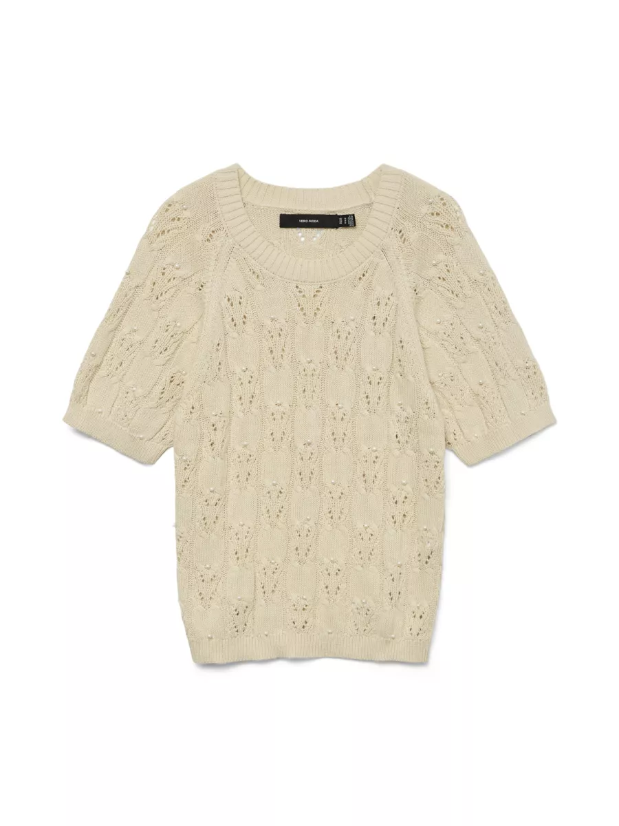 VERO MODA-VMPRECIOUS 2/4 O-NECK PULLOVER-10328198-Birch-CREME