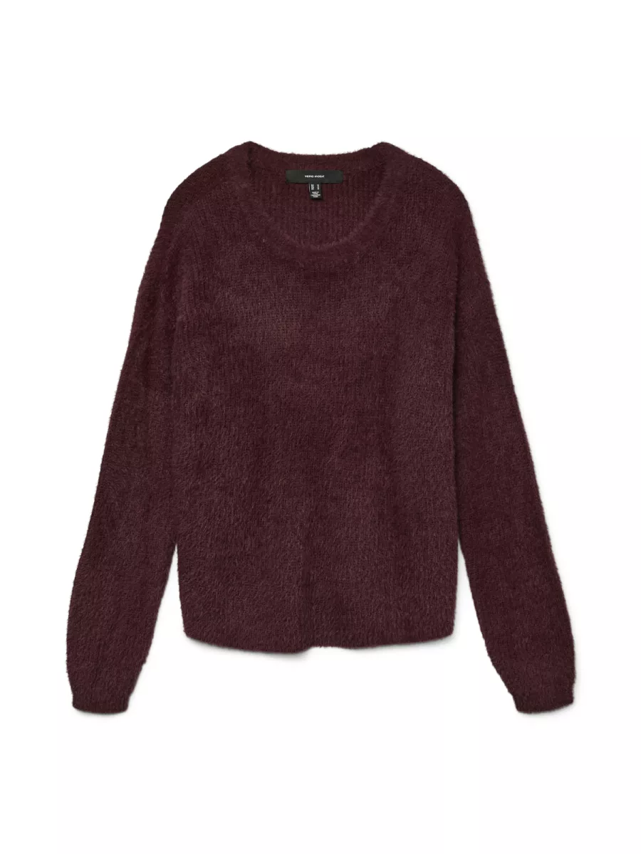 VERO MODA-VMPUFF LS O-NECK PULLOVER BOO-10310876-Winetasting-BORDEAUX