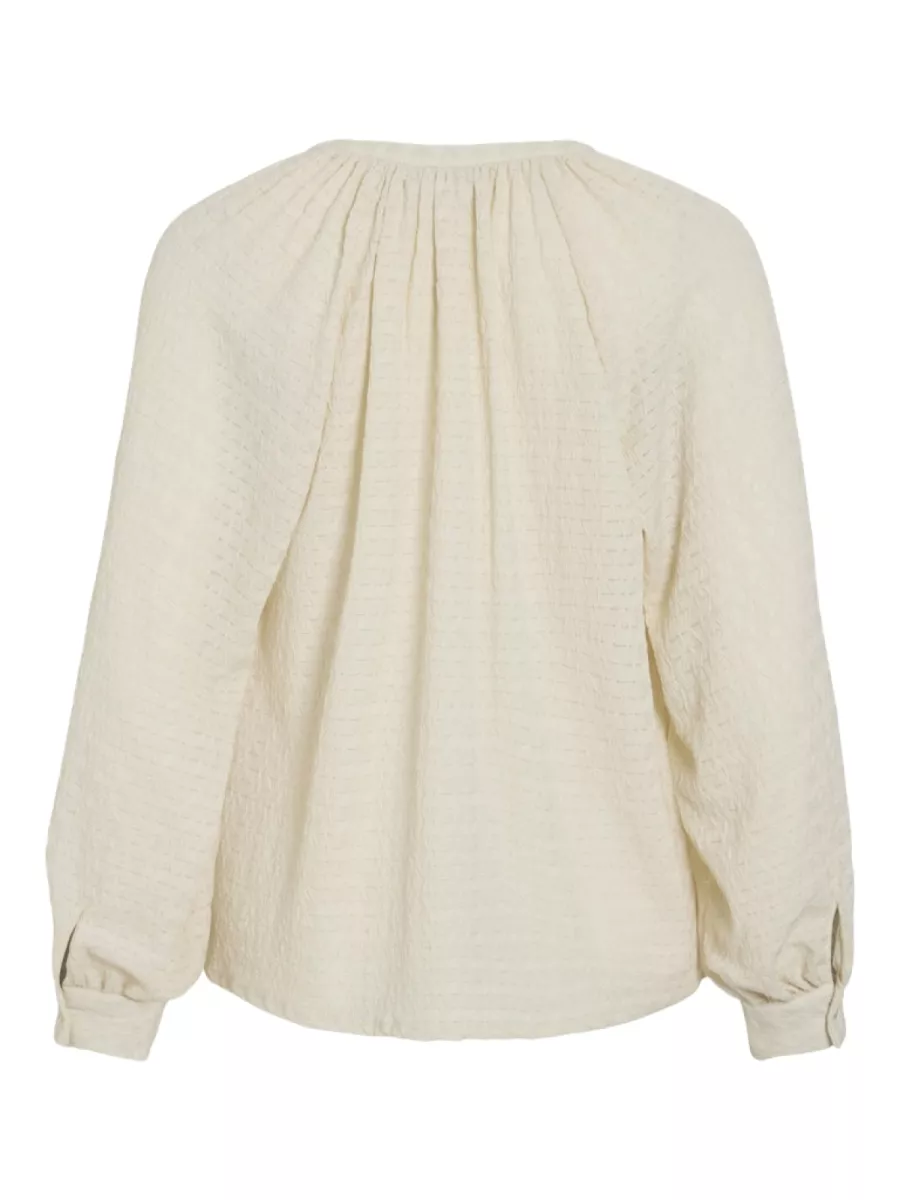 VILA-VIBABERA V-NECK L/S SHIRT-14110148-Birch-CREME