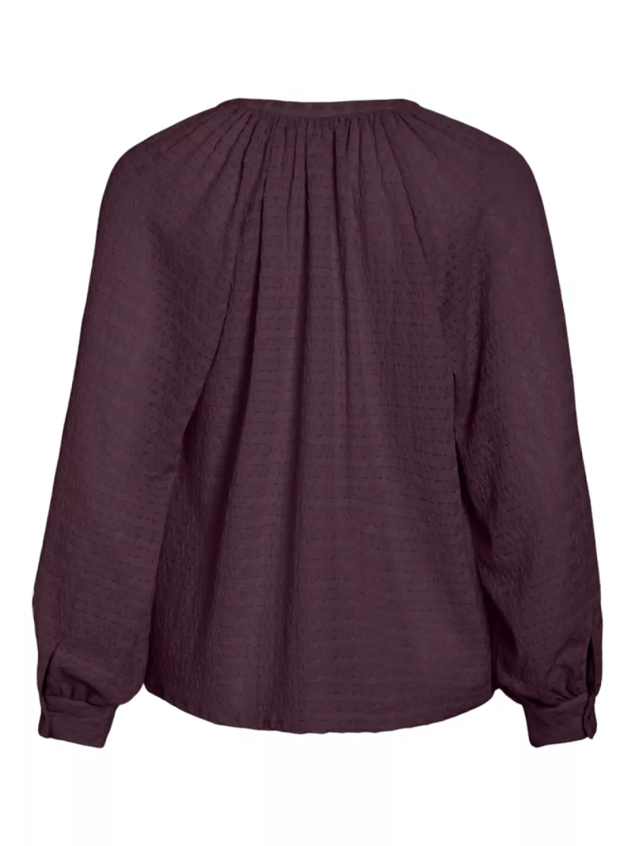 VILA-VIBABERA V-NECK L/S SHIRT-14110148--BORDEAUX
