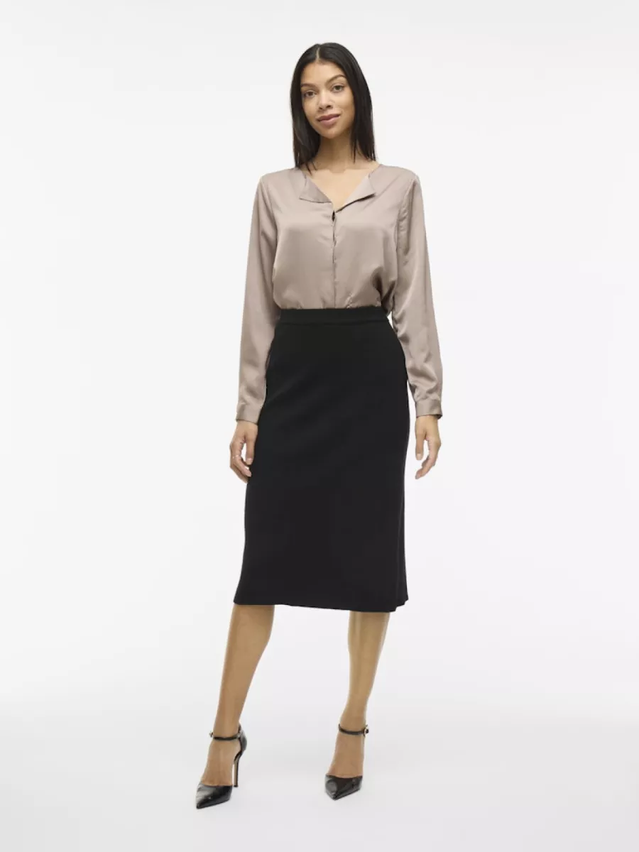 VILA-VICOMFY A-LINE KNIT SKIRT- NOOS-14084329-Black-BLACK