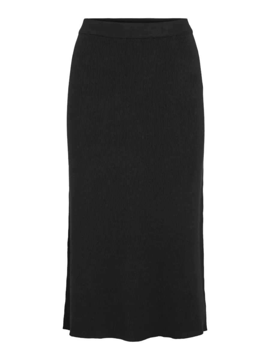 VILA-VICOMFY A-LINE KNIT SKIRT- NOOS-14084329-Black-BLACK