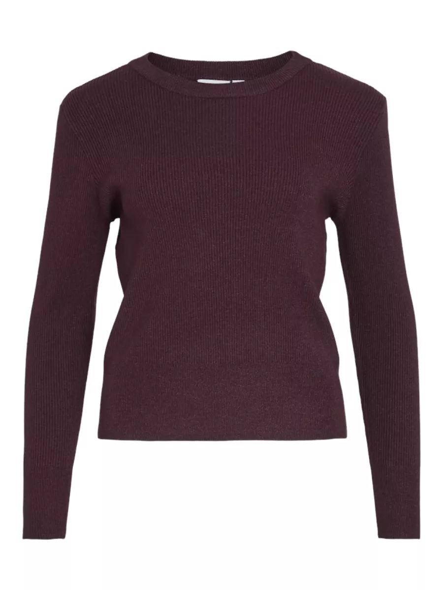 VILA-VICOMFY O-NECK L/S KNIT TOP- NOOS-14084325-Fig-BORDEAUX