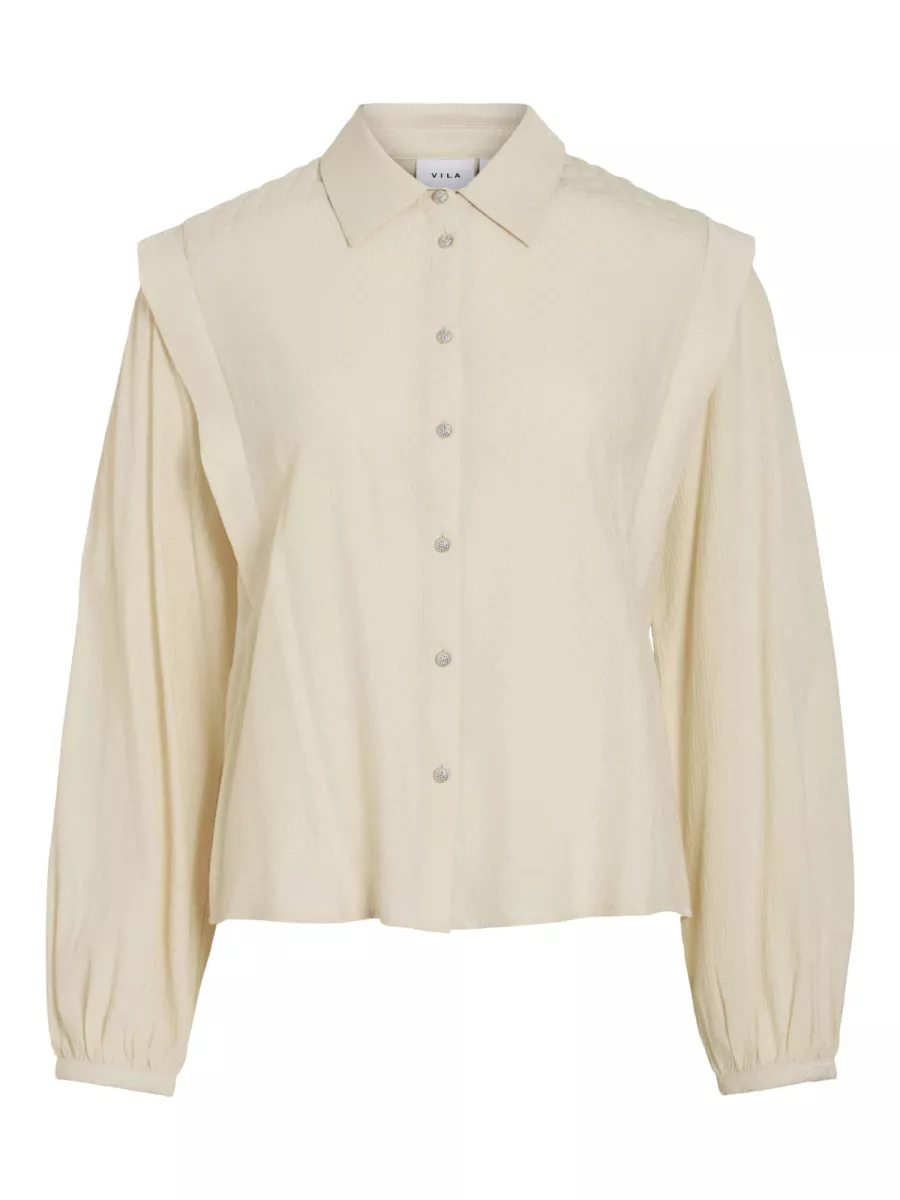 VILA-VIDAYSA L/S QUILT DETAIL SHIRT/C34-14109126-Birch-CREME