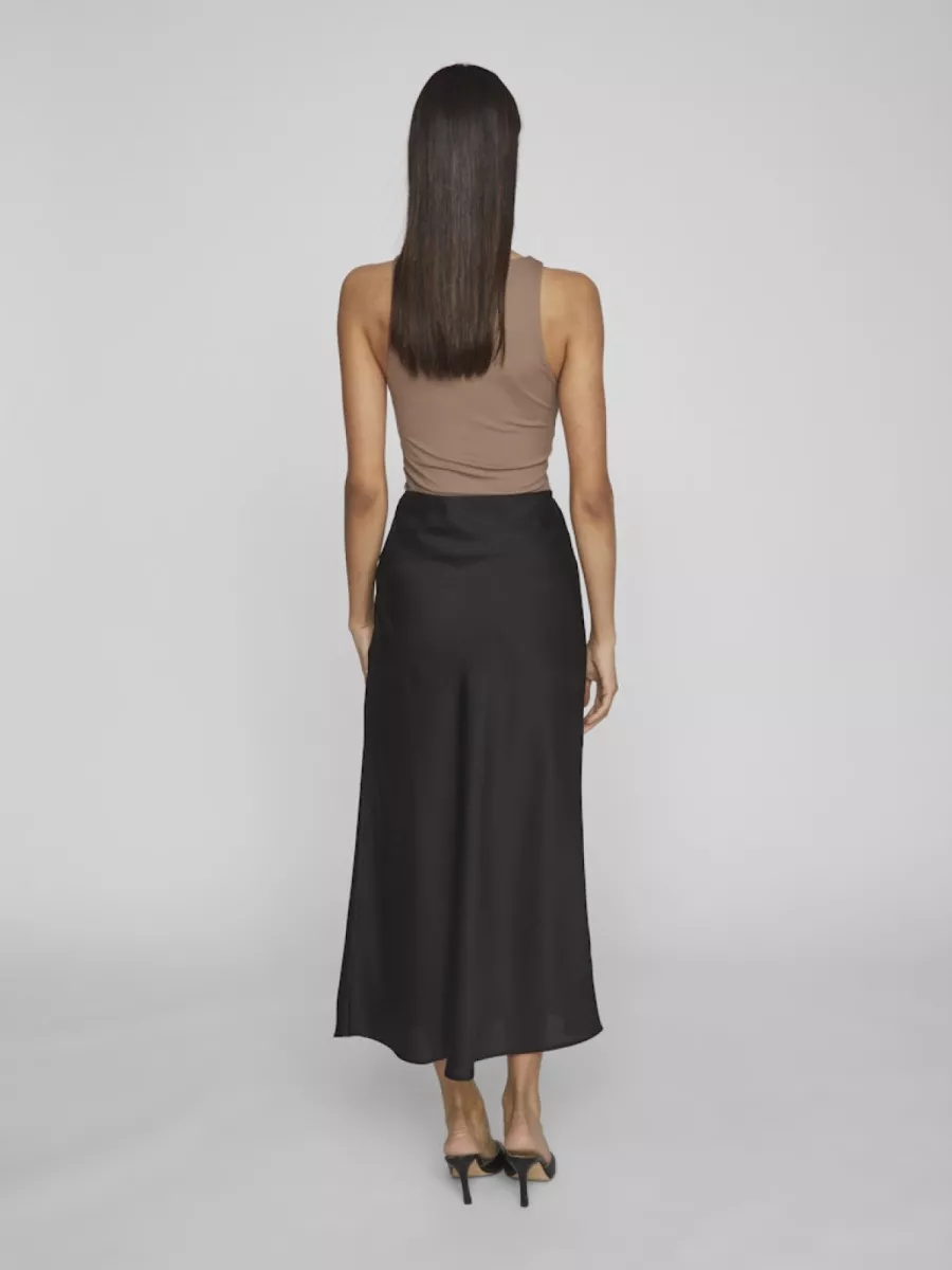 VILA-VIELLETTE HW LONG SKIRT - NOOS-14084182-Black-BLACK
